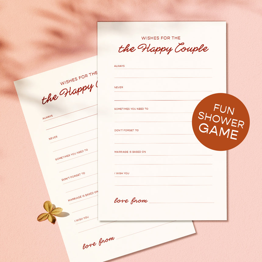Bridal Shower Game Printable - the Happy Couple